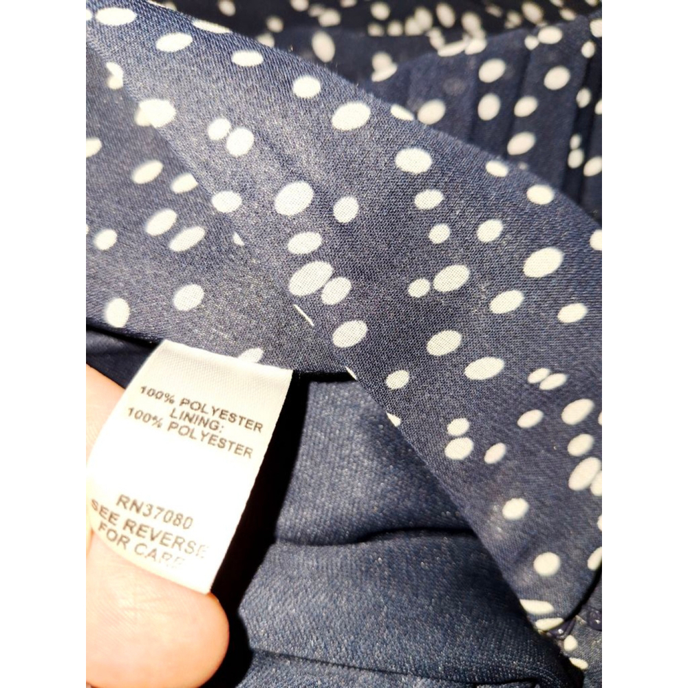 Cato Navy Blue White Polka Dot Pleated Midi Skirt Size 14 Plus librarian school - Picture 5 of 5